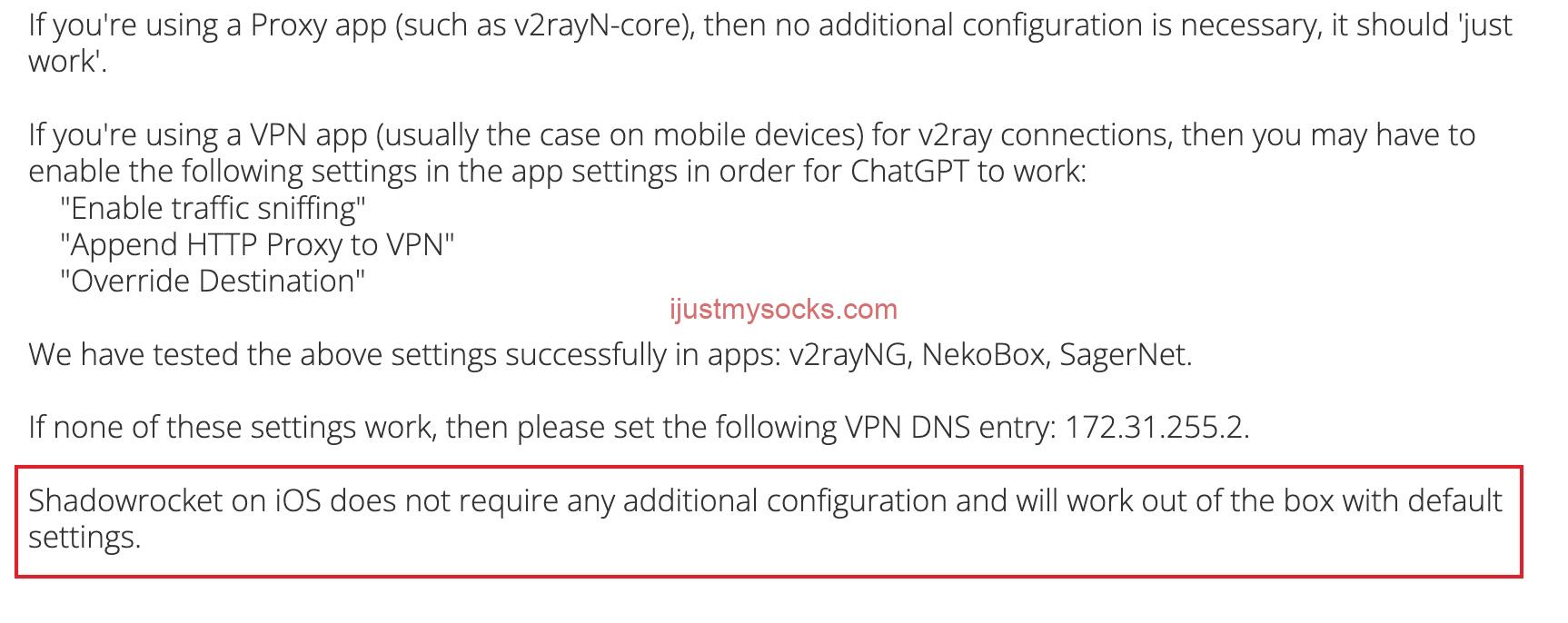 Just My Socks 新增对 ChatGPT iOS 客户端支持